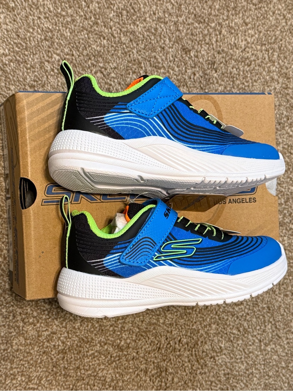 Size 9 Skechers Microspec Advance Toddler Boys Sneakers, BNIB, Blue/Lime 403926N - Picture 3 of 7